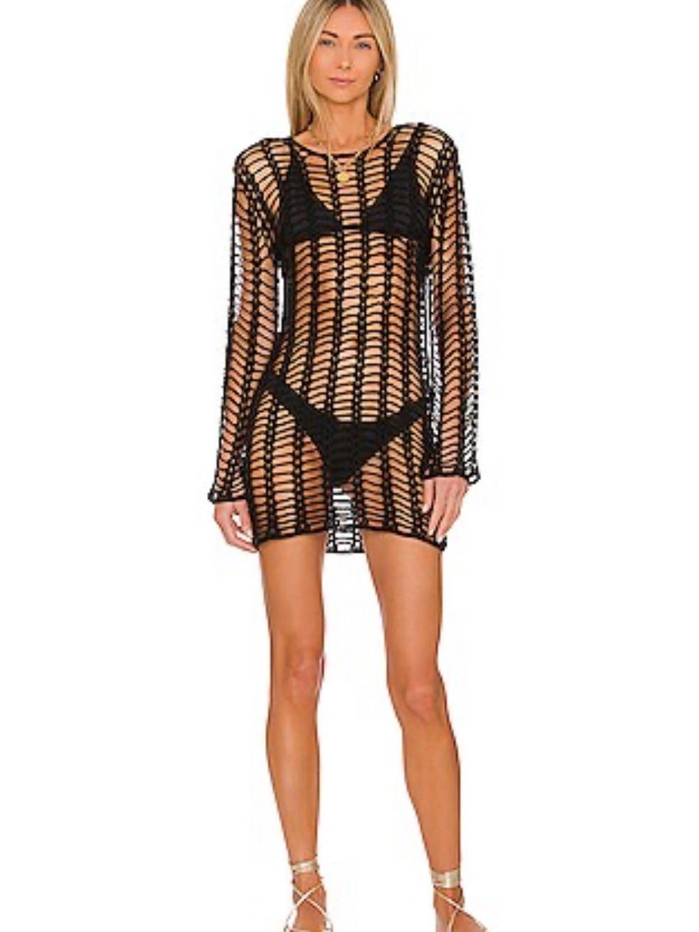 Superdown Miranda Black Crochet Beach Cover-Up Dress Size Small NWOT